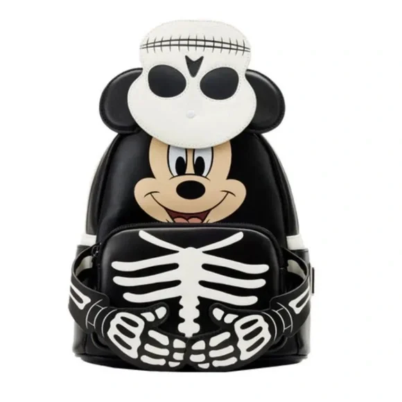 NWT Loungefly Disney Skeleton Mickie Mouse Glow-In-The-Dark Mini Backpack Black Loungefly Disney Mickey Mouse Skeleton Glow | Mercari main image 3
